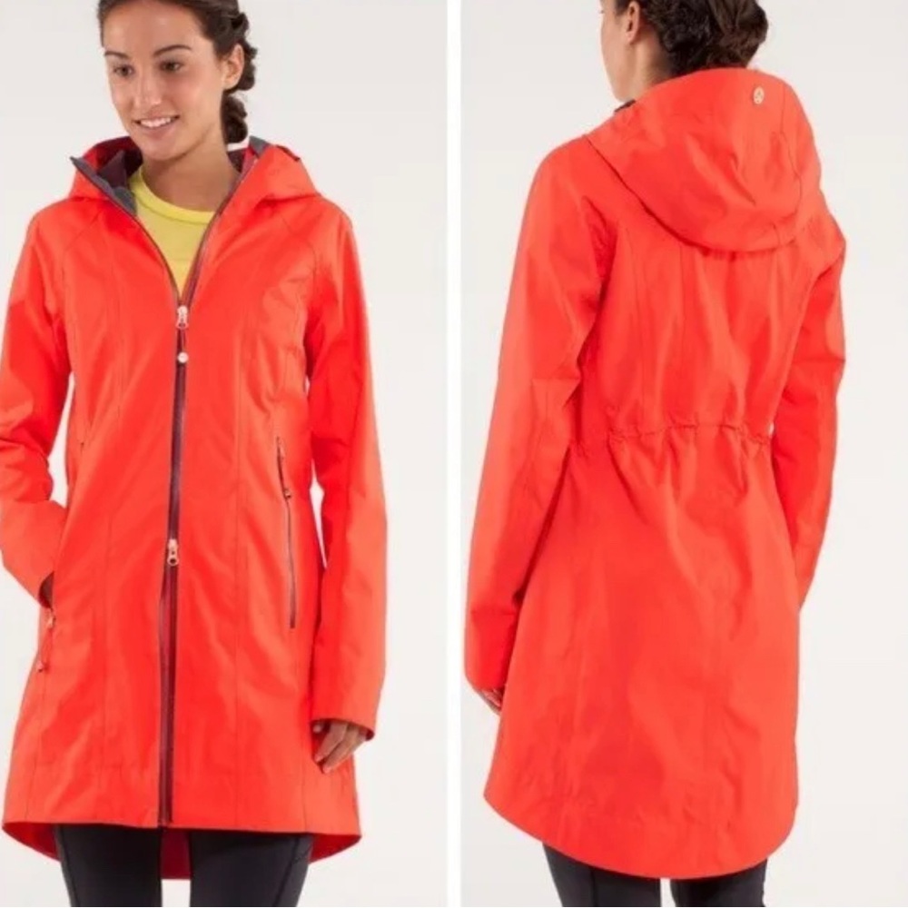 Lululemon Right as Rain Jacket in Neon Coral
